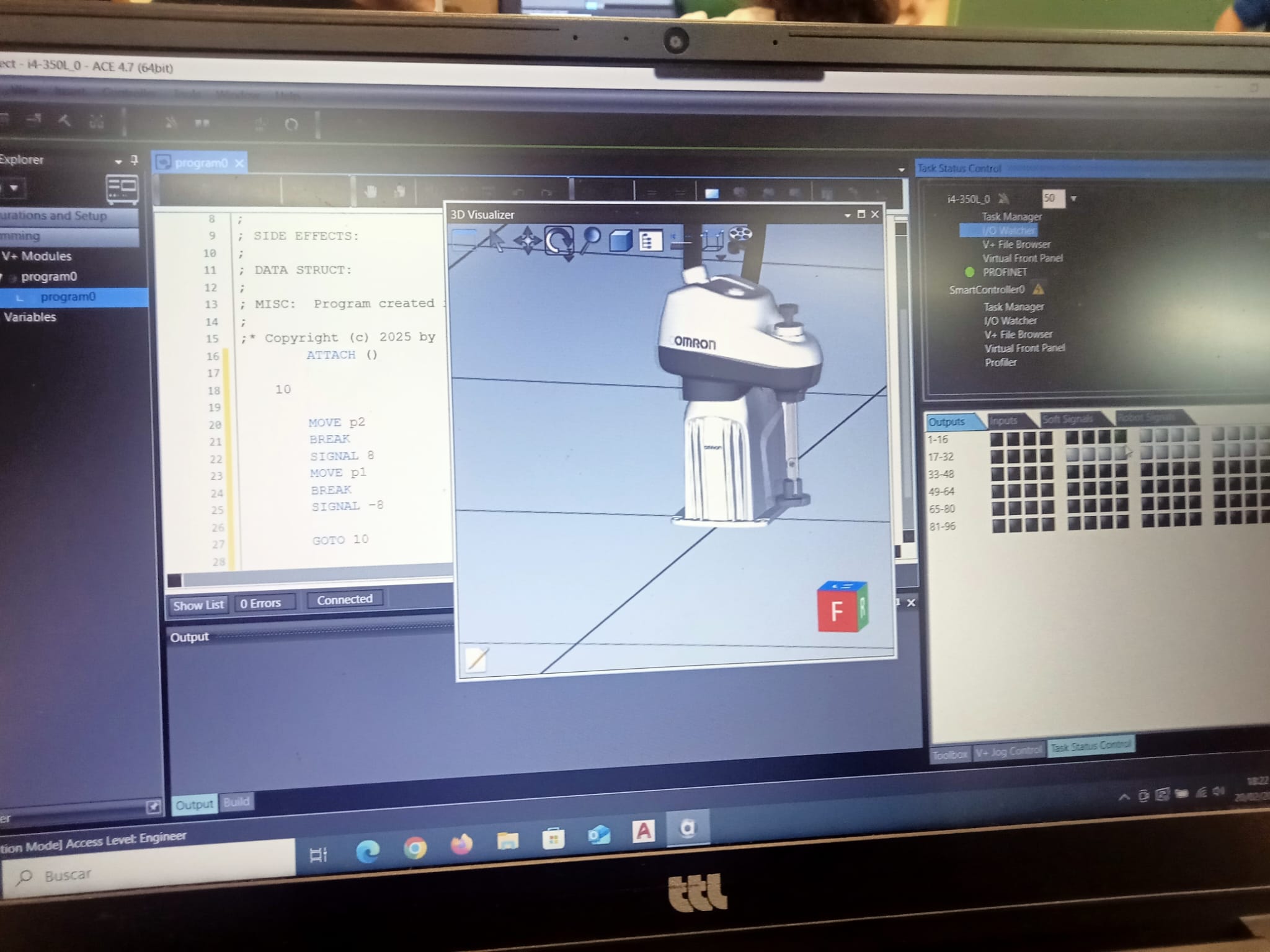 Formación Robot Scara Software OMRON ACE